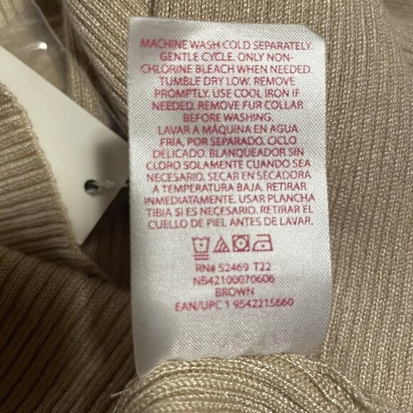 Faux Fur Collar Cardigan Sweater Women Medium 7-9 Beige Removable Collar - Picture 7 of 7